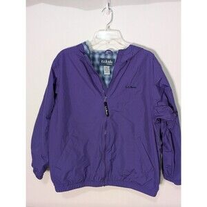 VTG L.L.Bean Kids XL 18-20 Jacket Purple Flannel Lined Hooded Retro Rain EUC